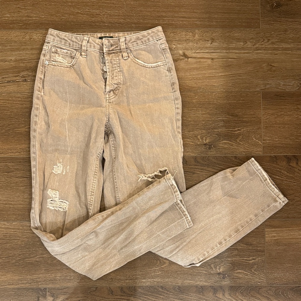 Wild Fable Tan Distressed Straight Leg Jeans
